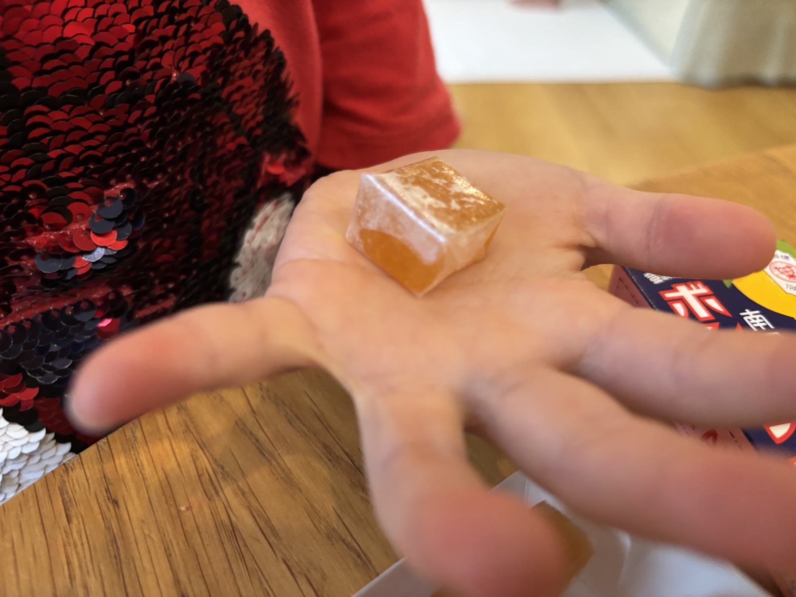 The candy's texture, up close.