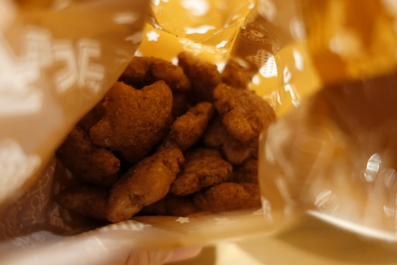 Close-up on the corn puff texture.
