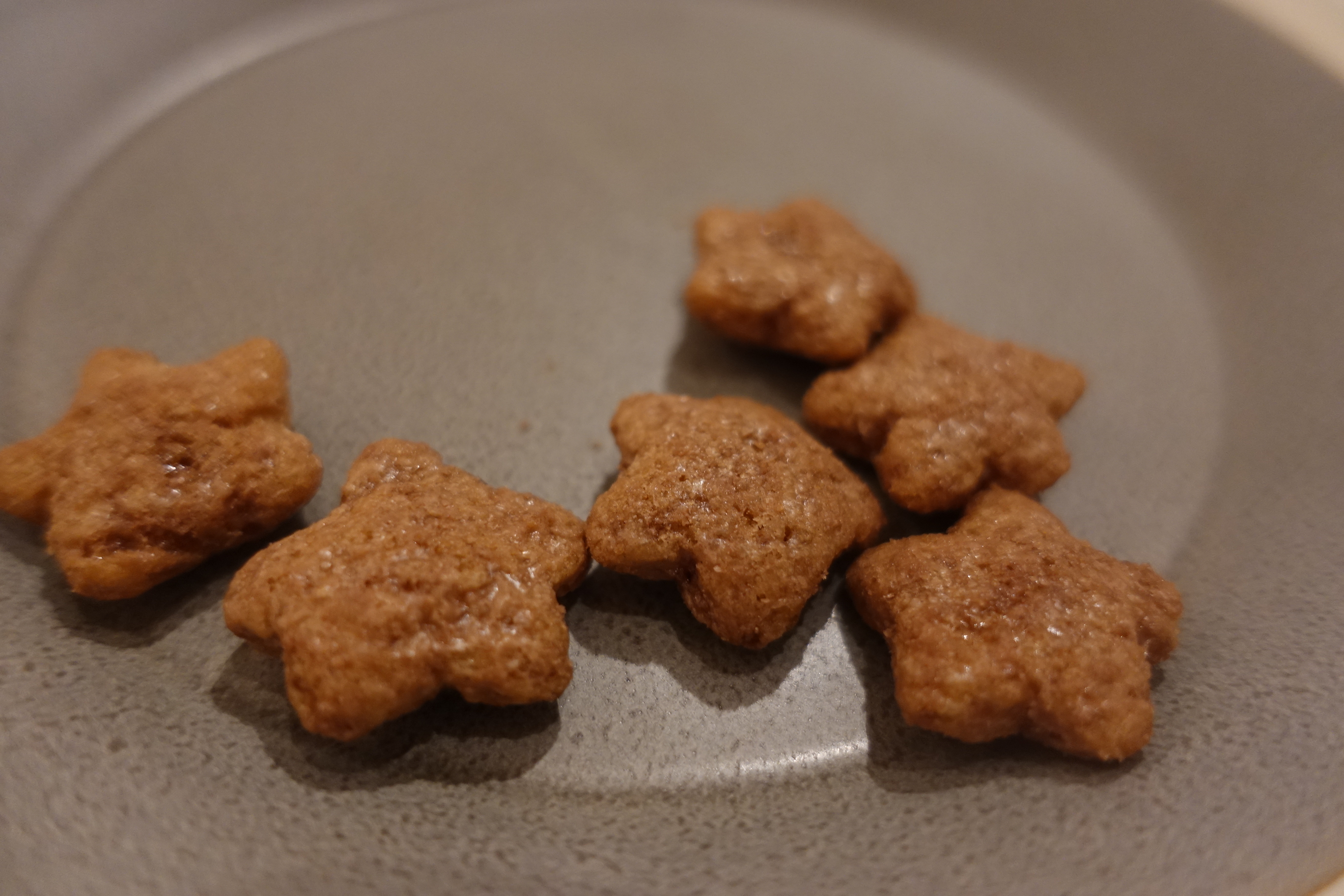 The star-shaped chocolate corn puffs poured out