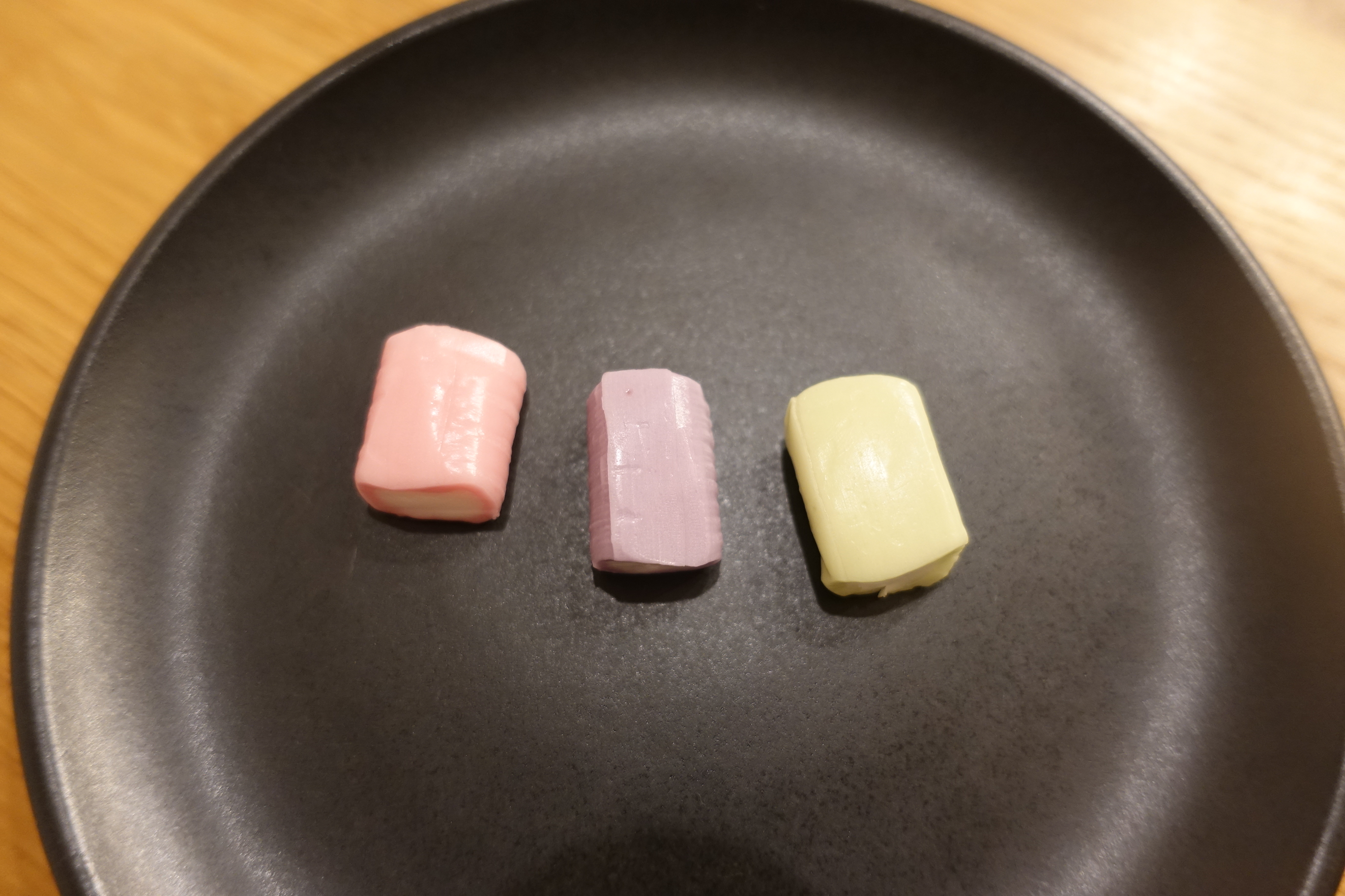 Hi-Chew unwrapped, showing the two-layer texture